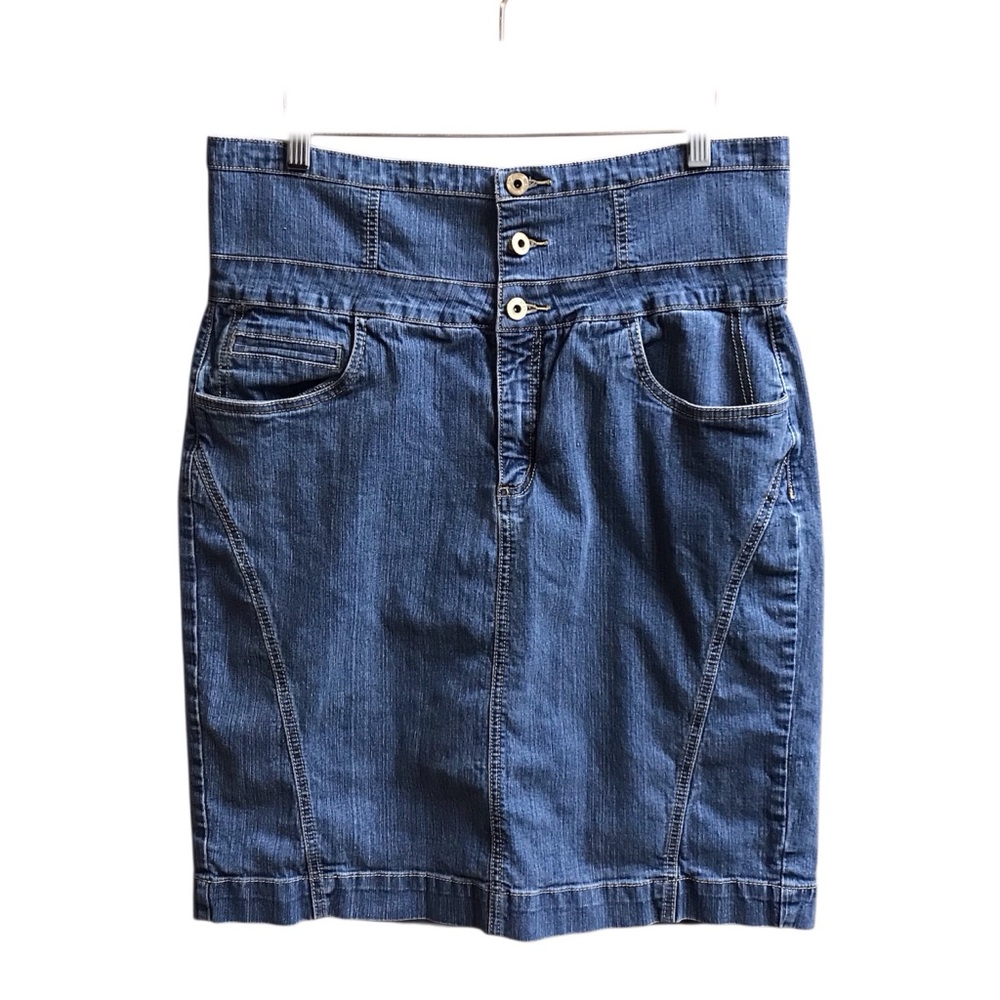 Sizzle Jeans Womens Stretch Denim High Waisted Skirt Size 16